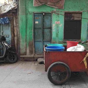 Waste picker with her push cart
